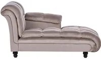 Chaise longue Taupe Rivestimento in Poliestere Sinistra Imbottitura Biscuit Gambe Nere Design Moderno