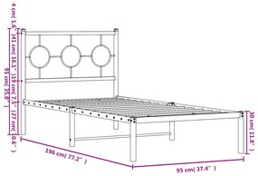 Giroletto con Testiera Metallo Bianco 90x190 cm