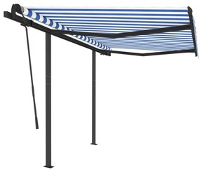 Tenda da Sole Retrattile Automatica Pali 3,5x2,5m Blu e Bianca