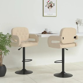 Sgabelli Da Bar 2 Pz Crema İn Tessuto /