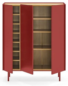 Cassettiera alta rossa effetto rovere95x120 cm Arista - Teulat