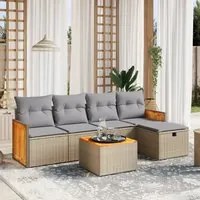 Set Divano da Giardino 6 pz con Cuscini Beige Misto Polyrattan 3265728