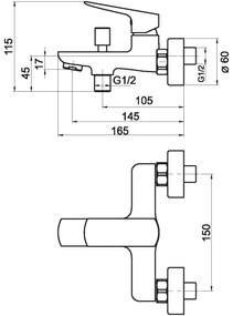 Novaservis - Rubinetto vasca da bagno NOBLESS EGO opaco nero