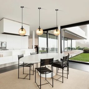 Lampadario a sospensione con filo COSMO 1xE14/10W/230V diametro 14 cm nero/beige