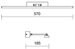 Applique ISYLUCE quadro doppio snodo mm 570 x185 LED 12W 3000k acciaio