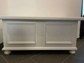 Cassapanca arte povera in legno massello bianco opaco 100x44 cm