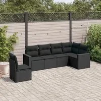 Set Divano da Giardino 6 pz con Cuscini Nero in Polyrattan 3251362