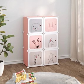 Scaffale Portaoggetti Per Bambini Con 6 Cubi Rosa İn Pp /