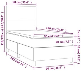 Giroletto a Molle con Materasso Grigio 90x190 cm in Similpelle