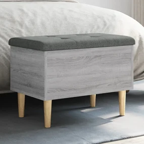 Panca Portaoggetti Grigio Sonoma 62x42x46 Cm Legno Multistrato /