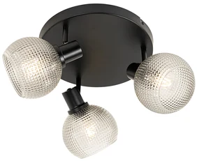 Faretto di design nero con vetro fumé 3 luci rotondo - Chico