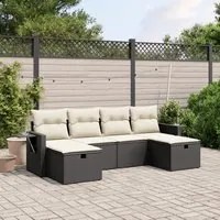 Set Divano da Giardino 6 pz con Cuscini Nero in Polyrattan 3263852