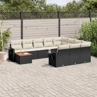 Set Divani da Giardino 11 pz con Cuscini in Polyrattan Nero 3224747