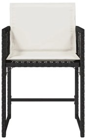 Sedie da giardino con cuscini 4 pz nere in polyrattan
