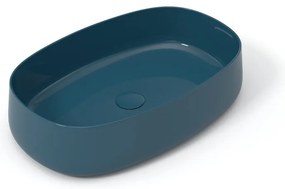 Lavabo da appoggio Wave OLYMPIA CERAMICA ovale in ceramica L 60 x H 14 x P 40 cm blu piletta non inclusa