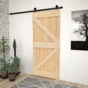 Porta Scorrevole Con Set Hardware 80x210 Cm İn Legno Di Pino /