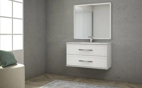 Mobile da bagno sotto lavabo BADEN HAUS Tiffany bianco laccato opaco L 100 x H 55 x P 46 cm 2 cassetti, lavabo non incluso