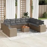 Set Divani da Giardino 11 pz con Cuscini Beige in Polyrattan 3257851