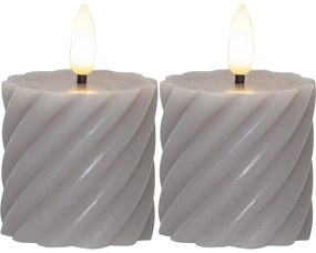 Set di 2 candele LED in cera grigia, altezza 7,5 cm Flamme Swirl - Star Trading