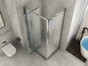 Box Doccia Cristallo 6mm 2 lati 1 fisso e 1 apertura rototraslante battente trasparente opaco 75x110xh190 cm trasparente