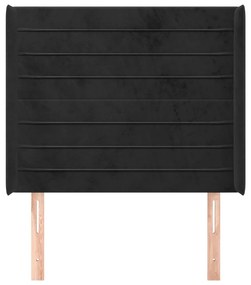 Testiera ad orecchio nera 83x16x118/128 cm in velluto