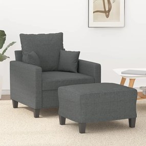 Poltrona Con Poggiapiedi Grigio Scuro 60 Cm İn Tessuto /