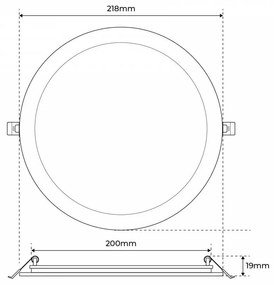 Pannello LED Rotondo 20W, 2.000lm, no Flickering, Foro Ø203-210mm, OSRAM LED Colore Bianco Caldo 3.000K