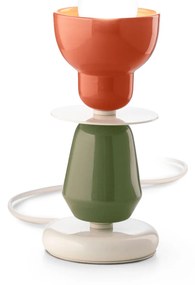 Ferroluce Decò  Berimbau lampada tavolo piccola C2604 Arancio pokè + verde salvia