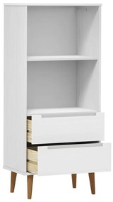 Libreria MOLDE Bianca 60x35x133,5 cm in Legno Massello di Pino