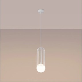 Lampadario bianco con paralume in vetro Belinda – Sollux