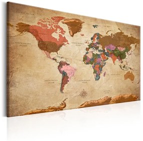 Quadro World Map  Brown Elegance  Colore Marrone, Dimensioni e Misure 120x80