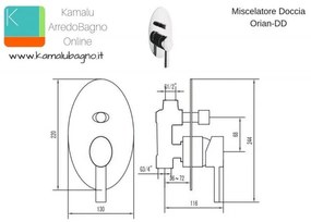Kamalu - miscelatore incasso doccia con deviatore modello orian-dd