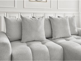 Divano angolare grigio chiaro allungabile/con contenitore (con penisola a destra/con chaise lounge) con rivestimento in ciniglia Roxelane – Bobochic Paris