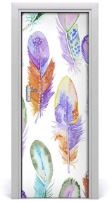 Adesivo per porta interna Piume colorate 75x205 cm