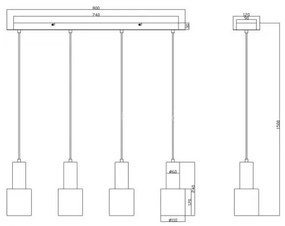 Trio - Lampadario su corda WAILER 4xGU10/5W/230V grigio