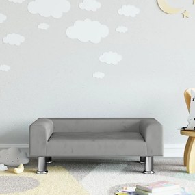 Divano Per Bambini Grigio Chiaro 70x45x26,5 Cm İn Velluto /
