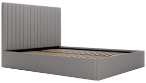 Letto con contenitore 160 x 200 cm con testata letto impunture verticali Velluto a coste Grigio SARAH