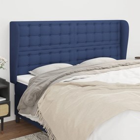 Testiera Ad Orecchio Blu 203x23x118/128 Cm İn Tessuto /