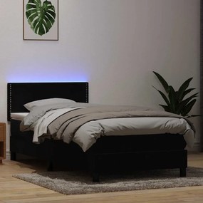 Giroletto A Molle Con Materasso Nero 90x210 Cm İn Velluto /