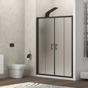 Kamalu - Porta doccia nera 150 cm vetro opaco doppio scorrevole | KFN6000NS