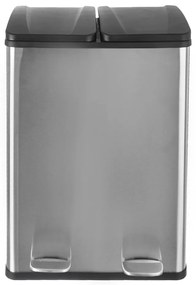 Cestino a pedale per rifiuti differenziati in acciaio inox in argento lucido 2x30 l Duo - Orion
