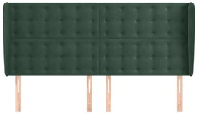 Testiera ad orecchio verde scuro 183x23x118/128cm in velluto