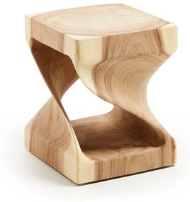 Kave Home - Tavolino Hakon in legno massello di mungur con interno intagliato 30 x 30 cm