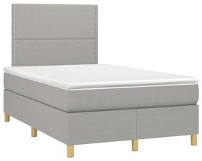 Letto a molle materasso e led grigio chiaro 120x200 cm tessuto