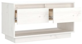 Mobile porta tv bianco 74x34x40 cm in legno massello di pino