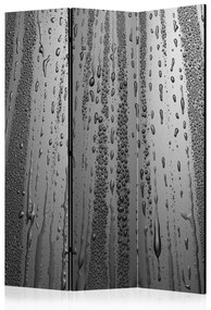 Paravento Piovigginio estivo (3 parti) - composizione grigia con pioggia