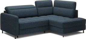 Divano angolare blu allungabile/con contenitore (con penisola a destra/a L) e rivestimento in velluto Barea – ELTAP