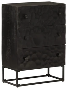 Cassettiera Nera 55x30x76 Cm İn Legno Massello Di Mango E Ferro /