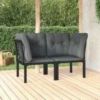 Poltrone Angolari Giardino Cuscini 2pz Polyrattan Nero e Grigio 362801