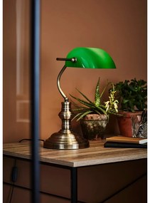 Lampada da tavolo in verde e ottone, altezza 25 cm Bankers - Markslöjd